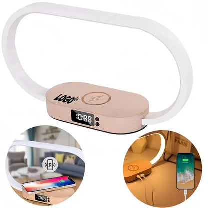 Multifunction Wooden LED Desk Lamp with Wireless Charger