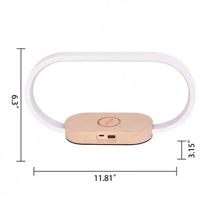 Multifunction Wooden LED Desk Lamp with Wireless Charger