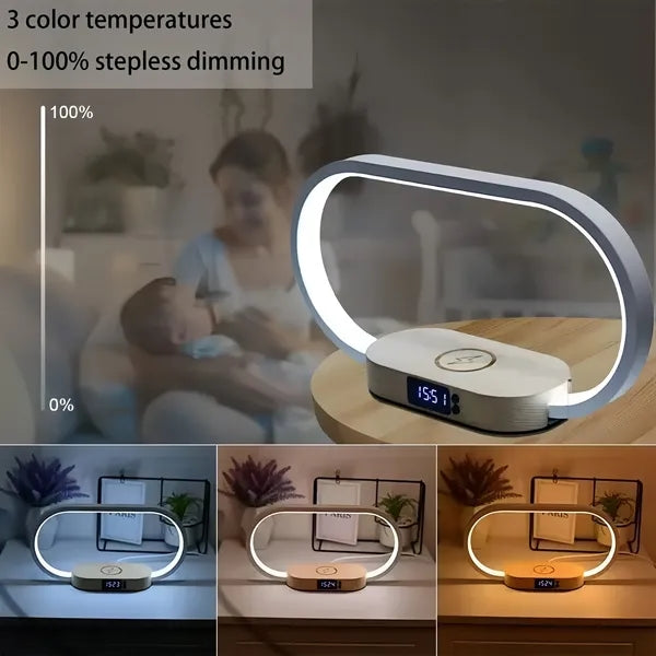 Multifunction Wooden LED Desk Lamp with Wireless Charger