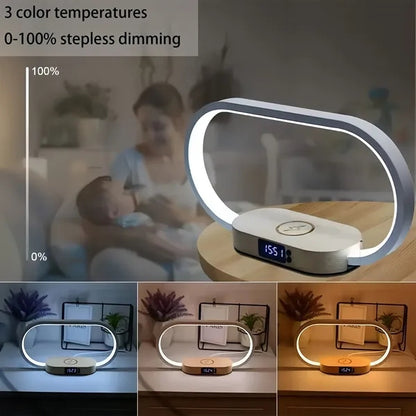 Multifunction Wooden LED Desk Lamp with Wireless Charger