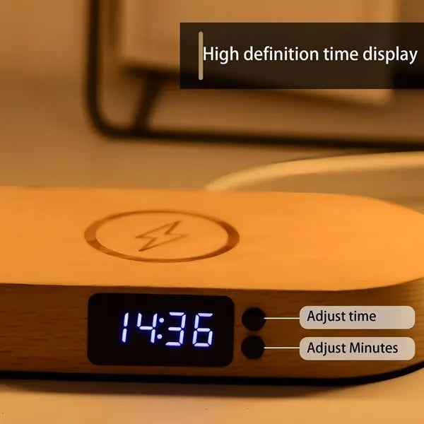 Multifunction Wooden LED Desk Lamp with Wireless Charger
