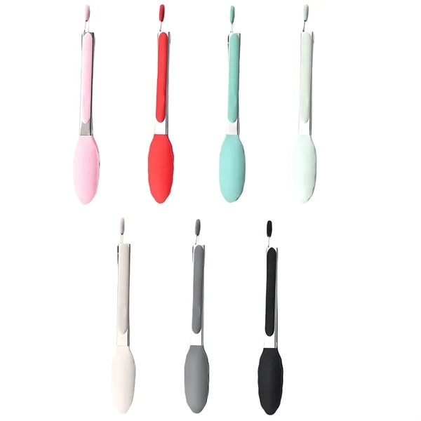 Custom Silicone Kitchen Tongs Stainless Steel Non Slip Grip