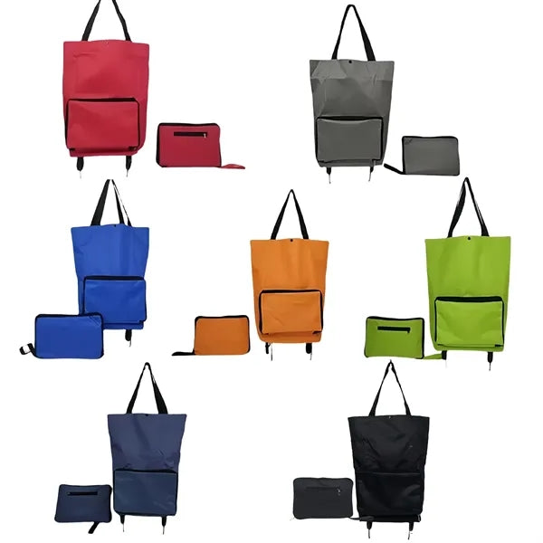 25L Portable Oxford Fabric Shopping Bag Wheels Foldable
