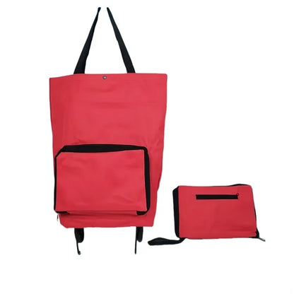 25L Portable Oxford Fabric Shopping Bag Wheels Foldable