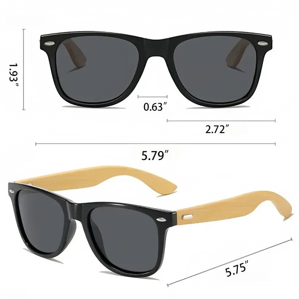 Custom Bamboo Arm Retro Sunglasses UV Protection And Case