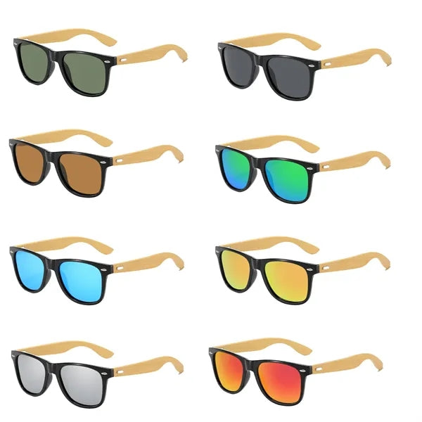 Custom Bamboo Arm Retro Sunglasses UV Protection And Case