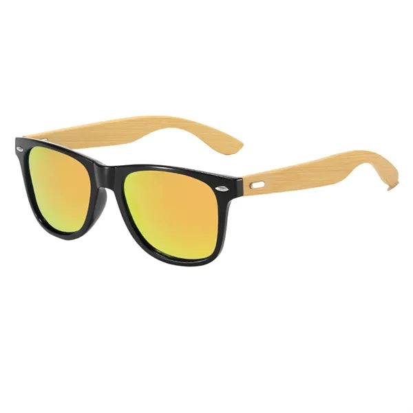 Custom Bamboo Arm Retro Sunglasses UV Protection And Case
