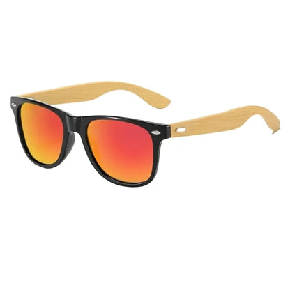 Custom Bamboo Arm Retro Sunglasses UV Protection And Case