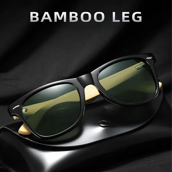 Custom Bamboo Arm Retro Sunglasses UV Protection And Case