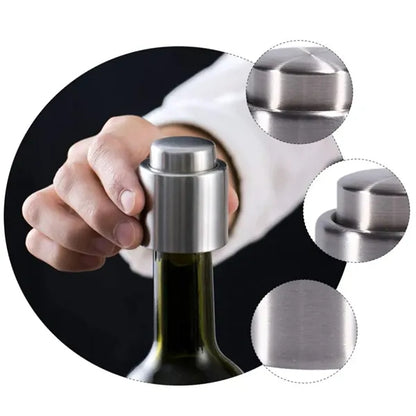 Stainless Steel Wine Bottle Stopper Push Button