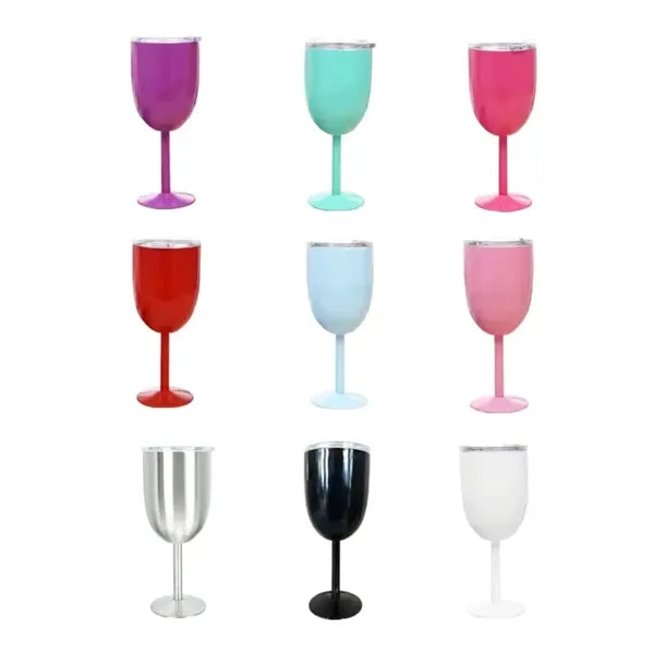 12Oz. Insulated Stainless Steel Wine Goblet with Lid