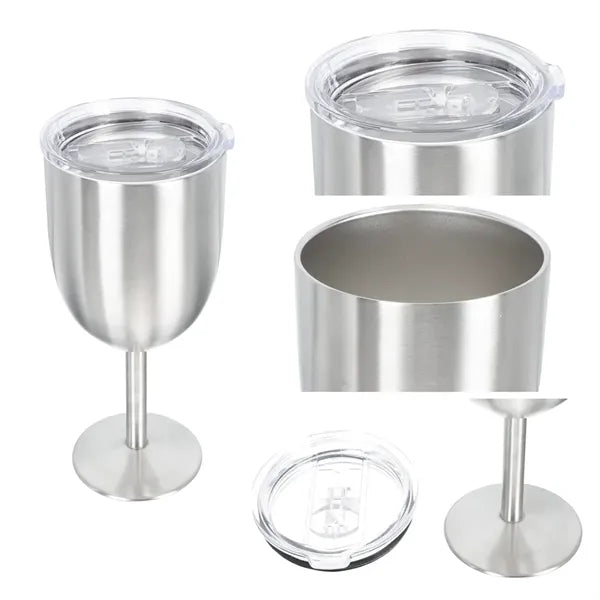 12Oz. Insulated Stainless Steel Wine Goblet with Lid
