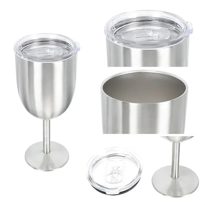 12Oz. Insulated Stainless Steel Wine Goblet with Lid