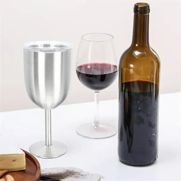 12Oz. Insulated Stainless Steel Wine Goblet with Lid