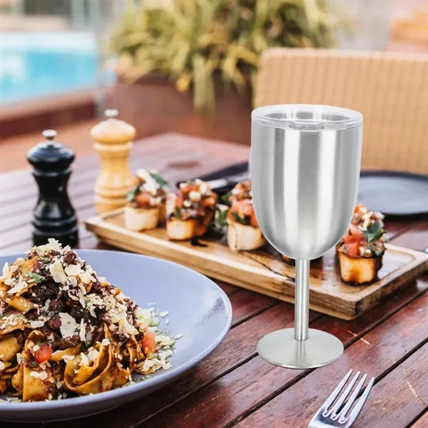 12Oz. Insulated Stainless Steel Wine Goblet with Lid
