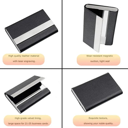 Microfiber Faux Leather Business Card Box