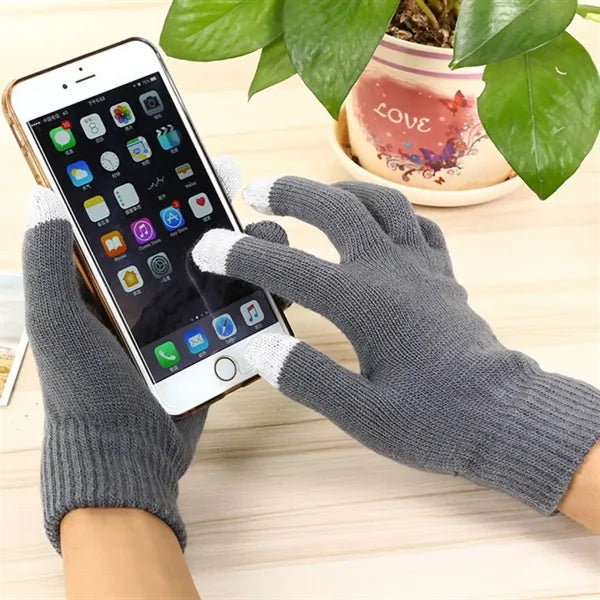 Custom Knit Touchscreen Gloves Winter Promotional
