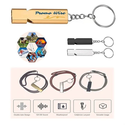 Outdoor Double Hole High Frequency Aluminum Alloy Whistle