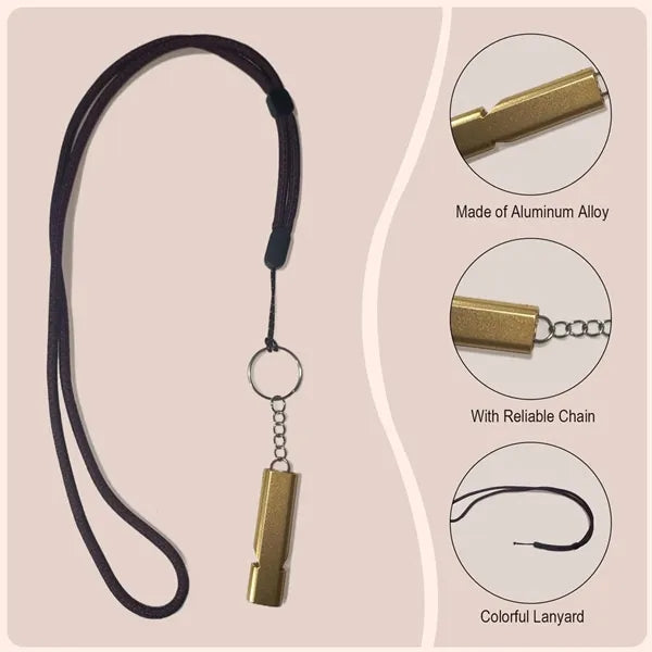Outdoor Double Hole High Frequency Aluminum Alloy Whistle