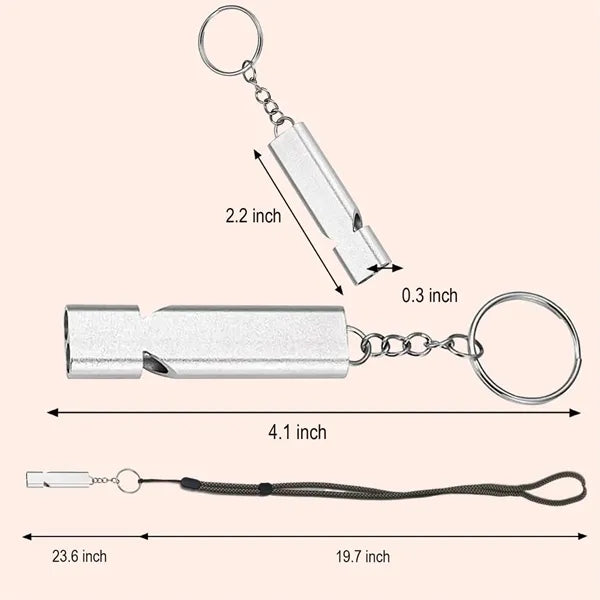 Outdoor Double Hole High Frequency Aluminum Alloy Whistle