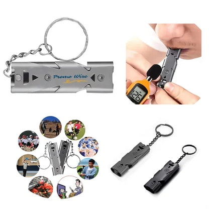 Stainless Steel Double Tube Sonic Outdoor Rescue Whistle