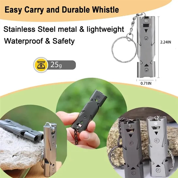 Stainless Steel Double Tube Sonic Outdoor Rescue Whistle