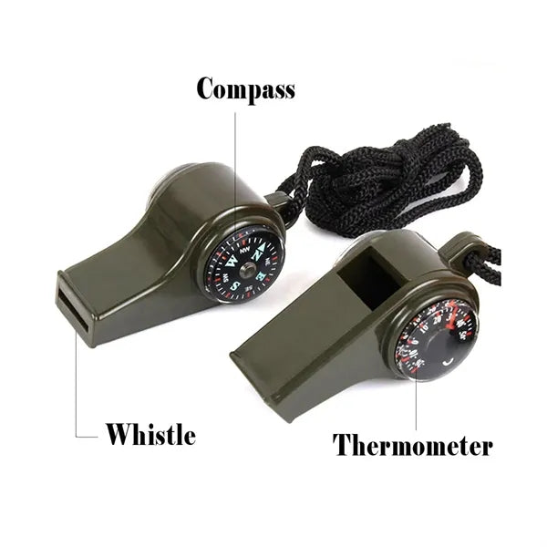 Three-In-One Outdoor Multi-Function Survival Whistle