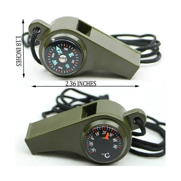 Three-In-One Outdoor Multi-Function Survival Whistle