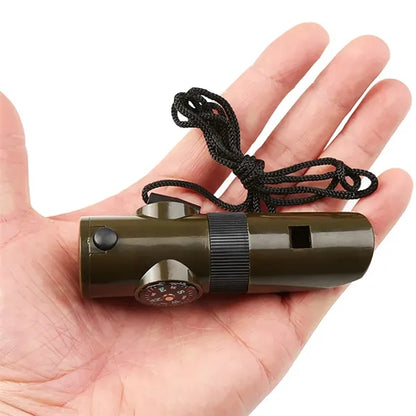 Outdoor 7-In-1 Multifunctional Compass Whistle Flashlights