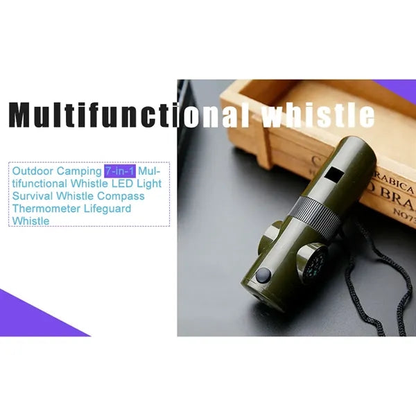 Outdoor 7-In-1 Multifunctional Compass Whistle Flashlights
