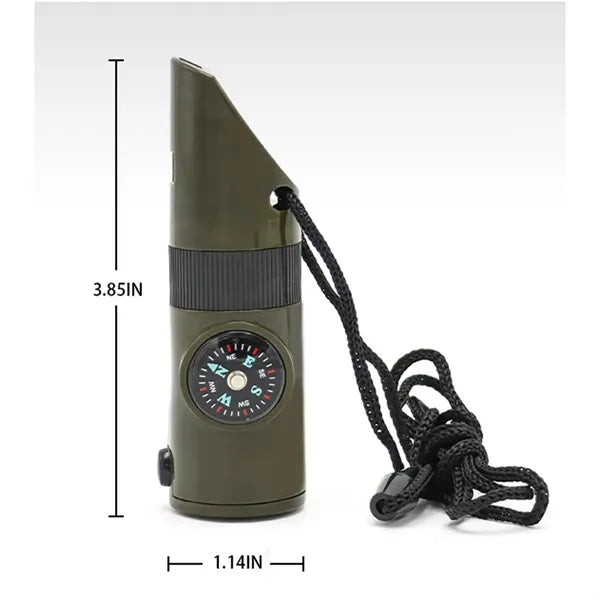 Outdoor 7-In-1 Multifunctional Compass Whistle Flashlights