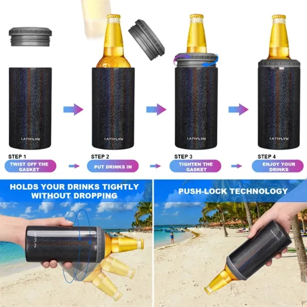 4 In 1 Insulated Slim Can Cooler With Lid