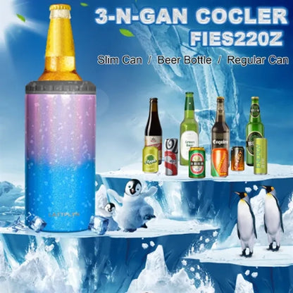 4 In 1 Insulated Slim Can Cooler With Lid