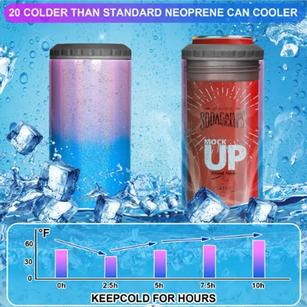 4 In 1 Insulated Slim Can Cooler With Lid