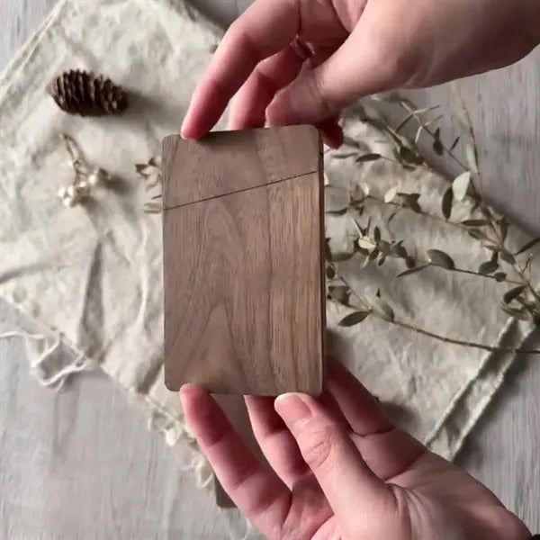 Magnetic Black Walnut Wood Business Card Holder