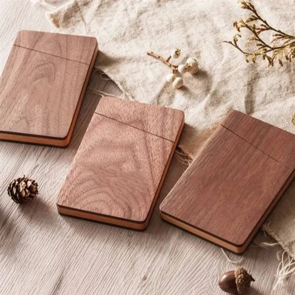 Magnetic Black Walnut Wood Business Card Holder
