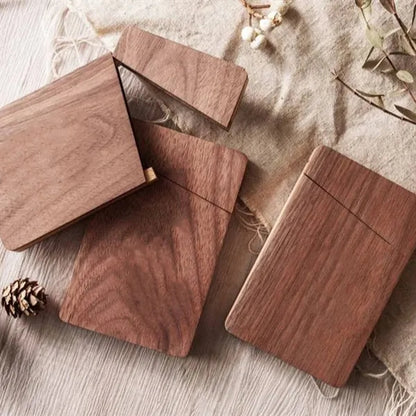 Magnetic Black Walnut Wood Business Card Holder