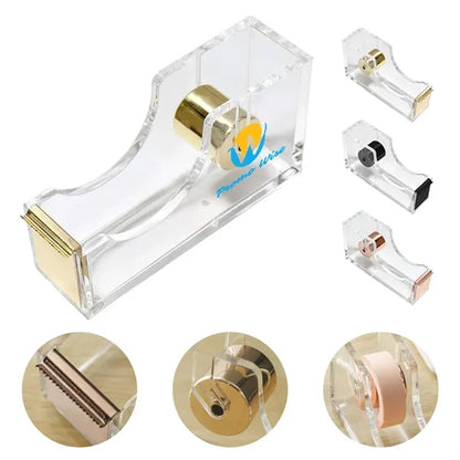 Transparent Compact Built-in Blade Acrylic Tape Dispenser
