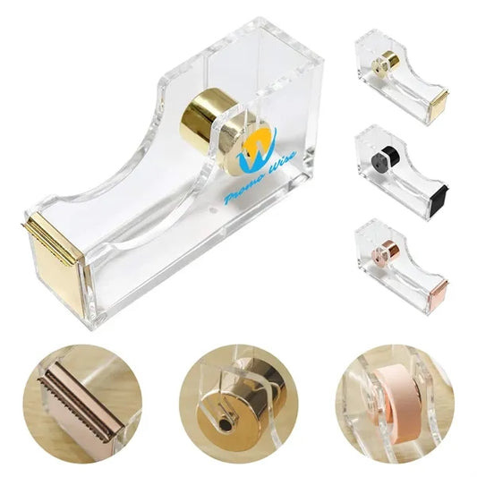Transparent Compact Built-in Blade Acrylic Tape Dispenser