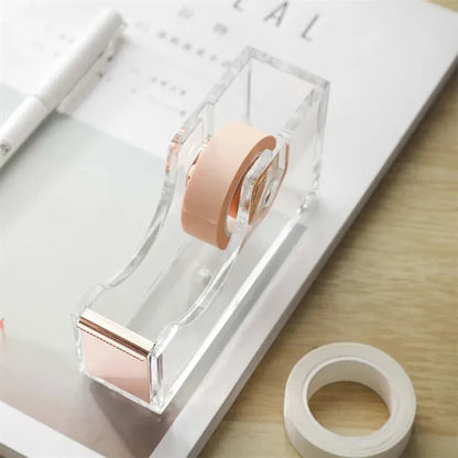 Transparent Compact Built-in Blade Acrylic Tape Dispenser