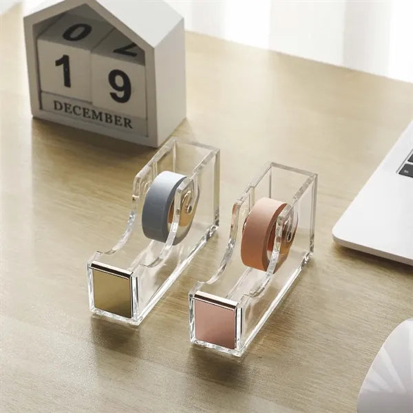 Transparent Compact Built-in Blade Acrylic Tape Dispenser