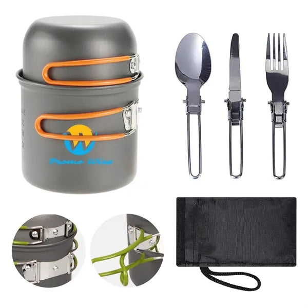 Portable 1-2 Person Camping Cookware Set with Utensils