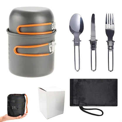 Portable 1-2 Person Camping Cookware Set with Utensils