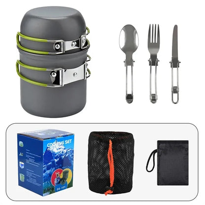 Portable 1-2 Person Camping Cookware Set with Utensils