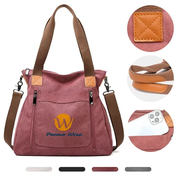 Stylish Large Canvas Tote Crossbody Bag