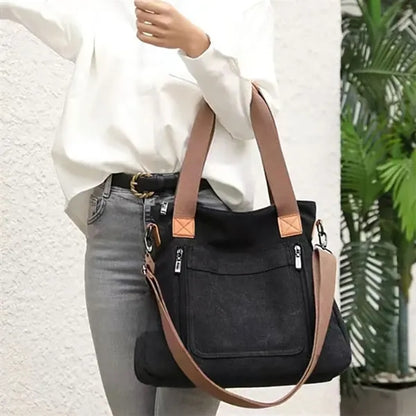 Stylish Large Canvas Tote Crossbody Bag