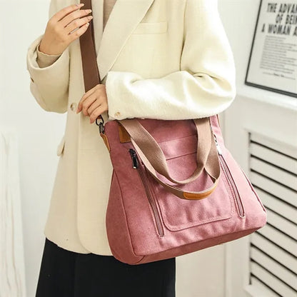 Stylish Large Canvas Tote Crossbody Bag