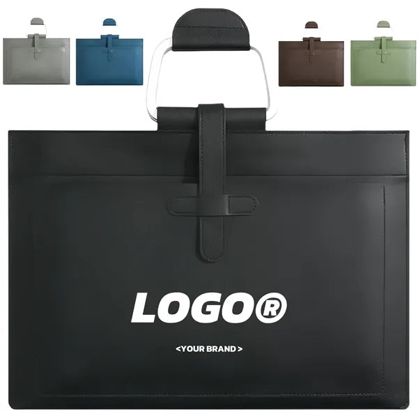 Faux Leather Document Bag With Handle For Office And Events