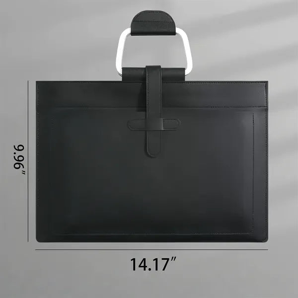 Faux Leather Document Bag With Handle For Office And Events
