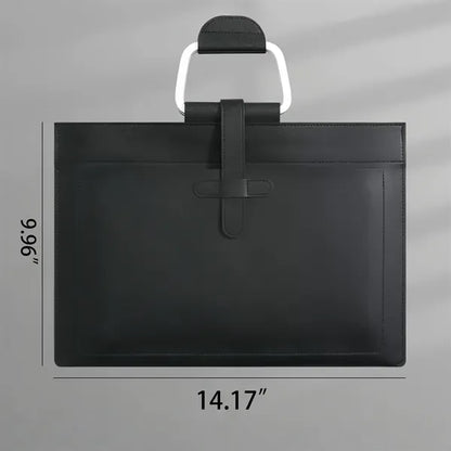 Faux Leather Document Bag With Handle For Office And Events